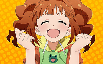 Yippie Ki Yay!!!, anime, idolmaster, brown hair, cute, happy, girl, excited HD wallpaper