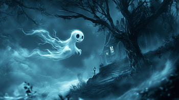 Spooky : Halloween Ghostly Monster Scene, halloween, ghost, monster HD wallpaper