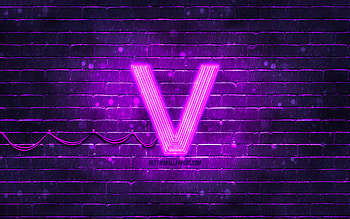 WayV violet logo, , violet brickwall, WayV logo, brands, WayV neon logo, WayV HD wallpaper