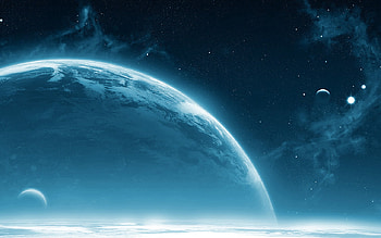 Big moon, blue, abstract, planet, moon, space HD wallpaper