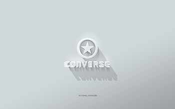 Converse logo, white background, Converse 3d logo, 3d art, Converse, 3d Converse emblem HD wallpaper