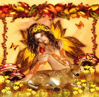 autumn fairy 4, fairy, autumn, cg, 3d HD wallpaper
