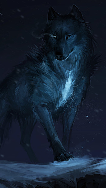 Majestic wolf pack, Nighttime howling, Celestial galaxy backdrop, Mystical creatures HD phone wallpaper