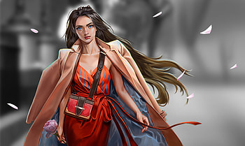Girl With Rose In Hand , artist, artwork, digital-art, artstation HD wallpaper