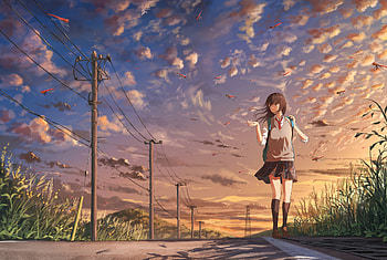 Anime Girl Going To School, anime-girl, anime, artist, artwork, digital-art HD wallpaper