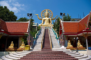 Wat Phra Yai, Big Buddha temple, Koh Samui landmarks, Thai architecture HD wallpaper