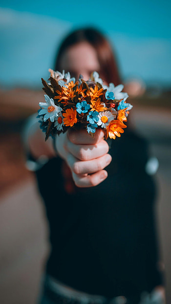Flowers, Hand, Bouquet, Girl HD phone wallpaper