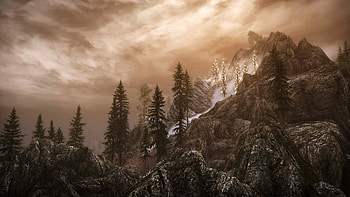 Mountain View, sky, The Elder Scrolls V: Skyrim, mountain, video game HD wallpaper