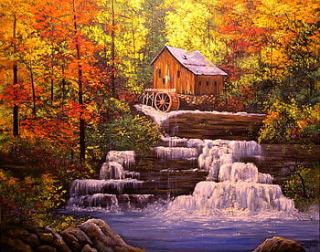 Autumn At The Mill, leaves, change, mill, fall, waterfalls, stones HD wallpaper