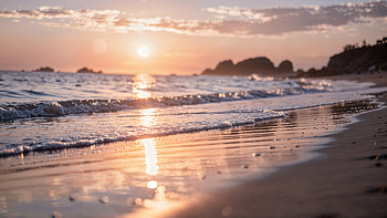 Golden Tide Sunset — Beach, Ocean, Wave HD wallpaper