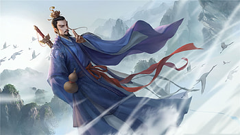 Fantasy man, blue, ghfartstudio, asian, fantasy, man, luminos, g h f art studio HD wallpaper