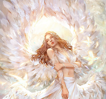 Angel, wings, frumusete, hoang lap solan, girl, superb, fantasy, hoanglapsolan, luminos HD wallpaper