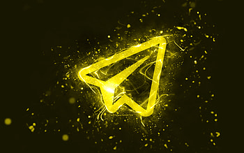 Telegram yellow logo, , yellow neon lights, creative, yellow abstract background, Telegram logo, social network, Telegram HD wallpaper