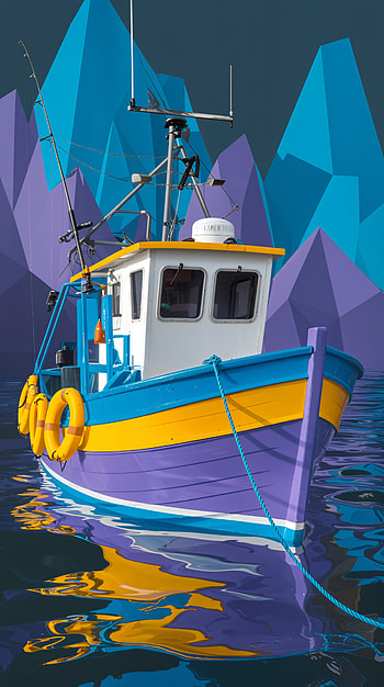 Vibrant Fishing Boat for Your , boat, fishing, colorful, water HD phone wallpaper