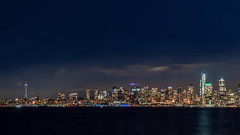 Seattle Skyline, Alki Beach view, Breathtaking cityscape, Stunning sunset HD wallpaper