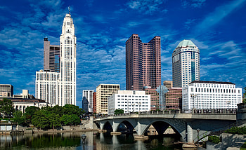 Columbus Skyline, Travels, Blue skies, Urban graphy HD wallpaper