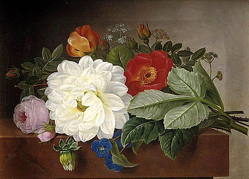 Just flowers. Johan Laurentz Jensen, rose, johan laurentz jensen, painting, art, flower HD wallpaper