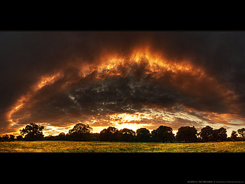 Eclipse of a fire arch, terrifying, sky, fire, arch HD wallpaper