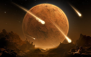 Planet, Meteors HD wallpaper