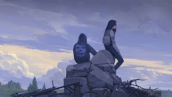 Ruins And Friendship, artist, artwork, art, digital-art, artstation HD wallpaper