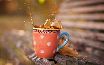 Food, Drops, Cup, Spray, Bench, Tea, Planks, Board, Mug HD wallpaper