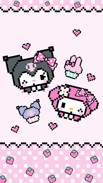My Melody and Kuromi, pink, cute HD phone wallpaper