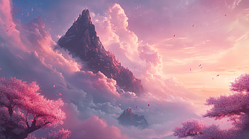 Serene Pink Sky: A Stunning Ultra, pink, pink aesthetic, mountain, cloud HD wallpaper