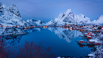 Cozy mountain houses, Winter wonderland, Scenic beauty, Tranquil landscapes HD wallpaper