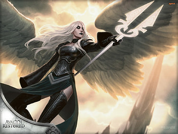 Avacyn, Angel of Hope, wings, moonsilver spear, Magic, magic the gathering, angel, avacyn restored, avacyn, mtg HD wallpaper