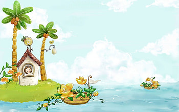 Flower Boat, island, person, boats, house, flowers HD wallpaper