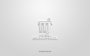 Pune Marathas, creative 3D logo, white background, EFLI, Indian American football club, Elite Football League of India, Pune, India, American football, Pune Marathas 3d logo HD wallpaper