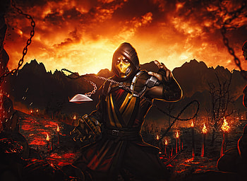 Mortal Kombat, Scorpion, fan art HD wallpaper
