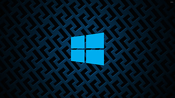 Windows 10 on metallic grid simple blue logo HD wallpaper