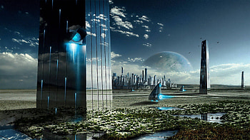 sentinel towers, gaurdians, city, alien, towers HD wallpaper