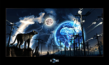 Home_by_Horhew, animal, night, moon, fantasy HD wallpaper