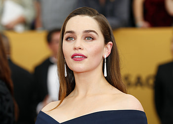 Emilia clarke, beautiful, red lipstick, 2018 HD wallpaper
