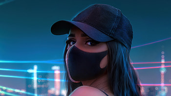 Girl Hat Neon Lights City, girls, model, neon, hat HD wallpaper