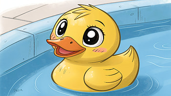 Rubber Duck – Cute and Vibrant Bath Time Scene, rubber duck, cartoon, water, bathtub, cute HD wallpaper