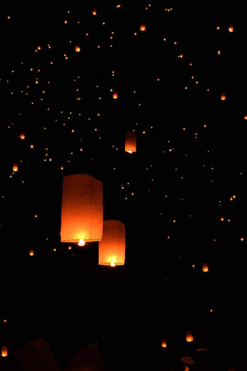 Lantern Festival, Festive lanterns, Floating lights, Magical atmosphere HD phone wallpaper