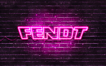 Fendt purple logo, , purple brickwall, Fendt logo, brands, Fendt neon logo, Fendt HD wallpaper