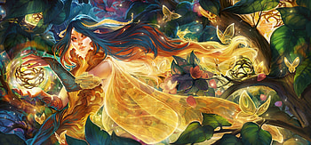 Fairy, fantasy, yellow, exellero, frumusete, girl, luminos HD wallpaper