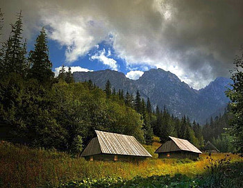 Mountain Huts, huts, beautiful, , mountain HD wallpaper