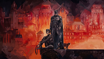 The Batman And Catwoman Together, batman, the-batman, superheroes, artwork, digital-art, catwoman HD wallpaper