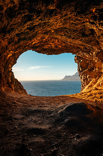 Nature, Stones, Sea, Rocks, Horizon, Cave HD phone wallpaper
