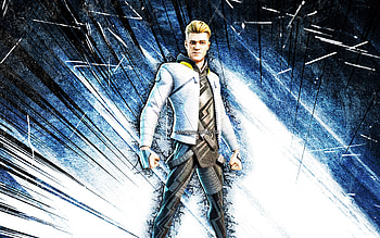 Lachlan, grunge art, Fortnite Battle Royale, Fortnite characters, Lachlan Skin, blue abstract rays, Fortnite, Lachlan Fortnite HD wallpaper