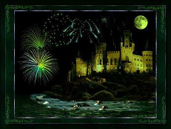 New Years Castle, sea, fireworks, holidays, christmas, newyears, castles, newyearseve HD wallpaper