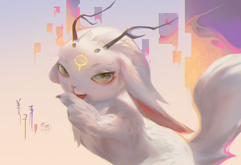 Fantasy bunny, bunny, white, s y, sy, fantasy, creature, rabbit, syart, art HD wallpaper
