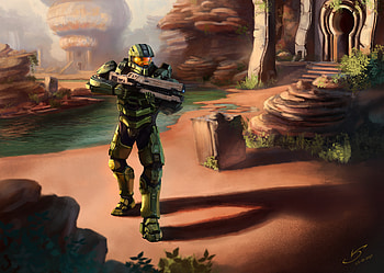 Master Chief Halo Artwork , halo, games, pc-games, xbox-games, ps-games, artwork, deviantart HD wallpaper