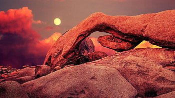 California National Park, clouds, sun, California, rock HD wallpaper