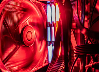 Vividly lit PC components showcasing modern technology and design. HD wallpaper